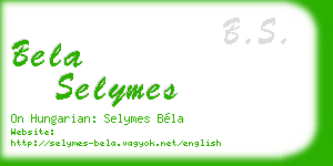 bela selymes business card